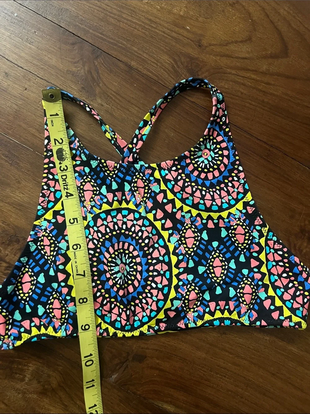 Belle & Rebel Colorful Mandala Print Bikini Top with Black Tie-Side Bottoms